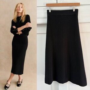 Sézane Naelle Black Knit Midi Skirt – Size M